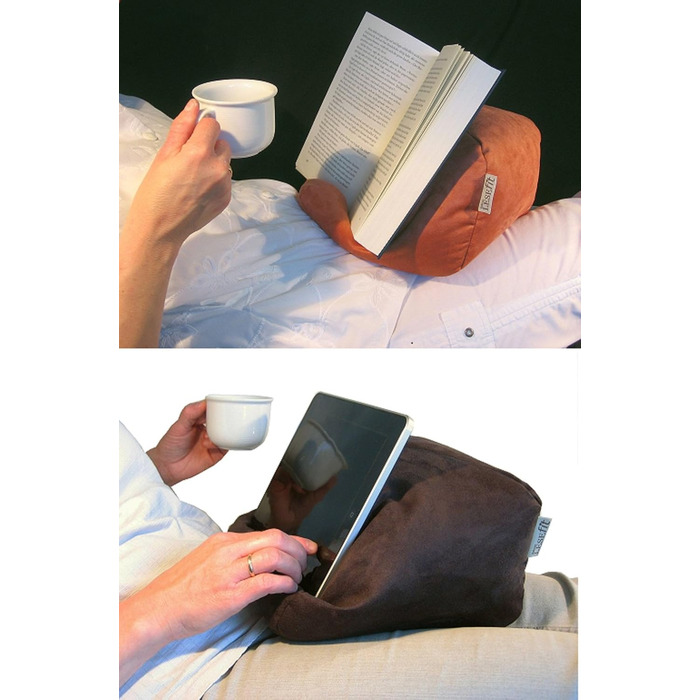 М&39яка подушка для читання у формі книги Тримач для книг вільної форми для ліжка Виготовлено вручну з протиковзкої штучної замші та мікробісеру М&39яка, що прається, обертається Матово-синя