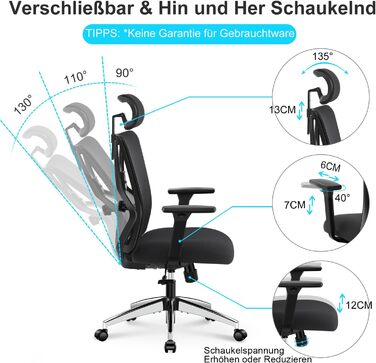 Ергономічне офісне крісло Ticova з 3D-підлокітниками
