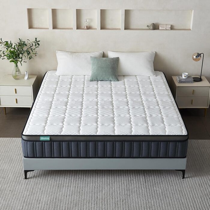 Матрац SZsuilong 180x200 H3 Висота 25 см 7-зонний пружинний матрац із сертифікованим Oeko-Tex ортопедичним пружинним блоком кишенькової конструкції з піною H3/середньої жорсткості 180x200x25 см