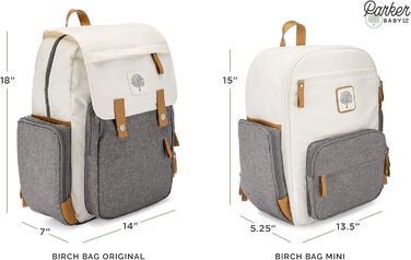 Пеленальний рюкзак Parker - велика пеленальна сумка з ізольованими кишенями, ременями для коляски та пеленальним килимком - 'Birch
