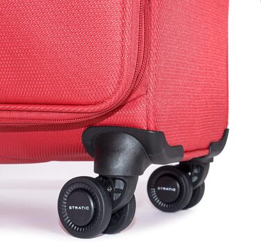 Валіза Stratic Light Soft Shell, на візках, ручна поклажа, замок TSA, 4 колеса, розширювана, червона