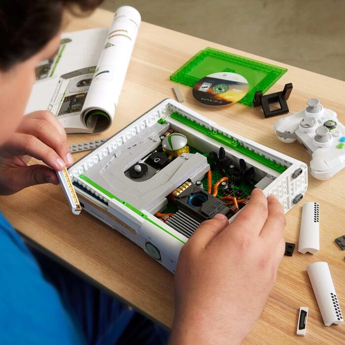 Будівельний набір для колекціонування, модель Xbox 360 для відновлення з 1342 деталями, контролером та світлодіодними ліхтарями, і