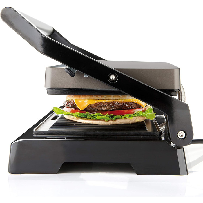 Контактний гриль, 1000 Вт, пластик, чорний гриль 1000 Вт, 1000E