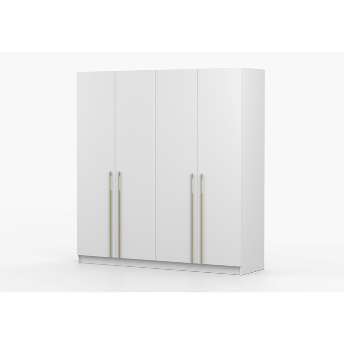 Шафа з розпашними дверима, Шафа - Шафа для спальні - 57 x 200 x 210 см - Шафа для вітальні, Вішалка для пальто, Тумба з полицями та двома вішаками для одягу - Біла