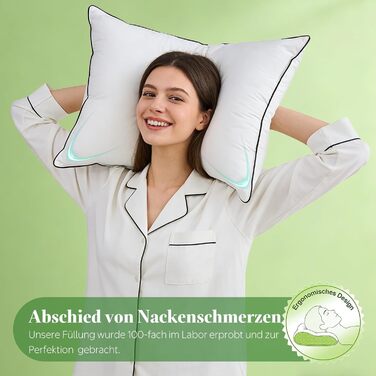 Пухові подушки преміум-класу APSMILE 40x80 (2 шт.) Зовнішній наповнювач 90 білого пуху Внутрішній наповнювач суміш пера Ергономічний дизайн для максимального комфорту Чохол з м&39якої органічної бавовни Вага наповнювача 730 г кожна, 40x80 см (2 шт.), біли