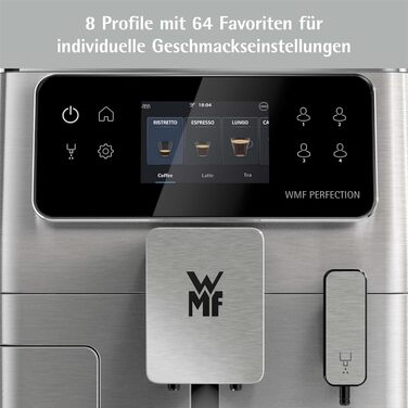 Повністю автоматична кавоварка WMF Perfection 680 з молочною системою, 21 напій, подвійний термоблок, кавомолка з нержавіючої сталі, профіль користувача, контейнер для молока 0,6 л, Wi-Fi