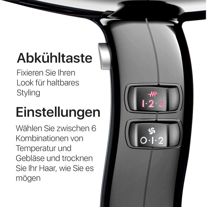 Професійний фен Valera Swiss Silent Jet Light 7500 Ultrablack двигун PM-Pro, 6 температурних режимів, іонізація, кабель Super-Flex, 2000 Вт