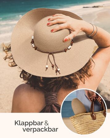 Жіночий солом&39яний капелюх Creekstone, капелюх із широкими полями, захист від сонця UPF 50, складний літній пляжний капелюх із вітровою стрічкою, колір M, хакі