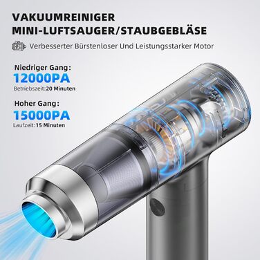Стьобаний північний ручний пилосос, акумуляторний ручний пилосос 15000Pa USB-C Акумуляторний, міні-пилосос з безщітковим двигуном,