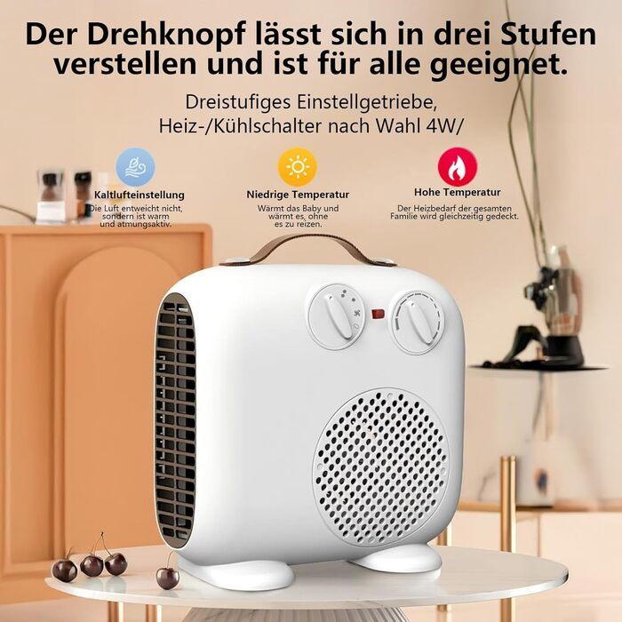 Тепловентилятор потужністю 2000 Вт - Енергозберігаючий, тихий обігрівач з 3 рівнями потужності для кімнат