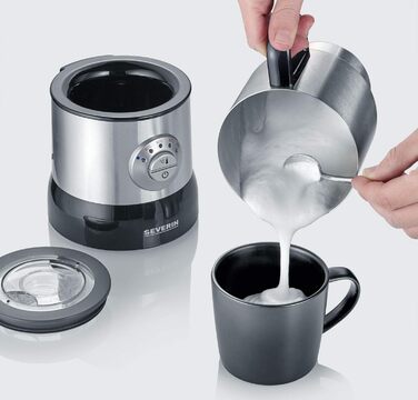 Індукційний спінювач молока SEVERIN, електричний спінювач молока без обпалення, можна мити в посудомийній машині, з матової нержав