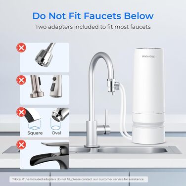 Настільний фільтр для води, 4000 галонів фільтр для води з крана з нагадуванням про термін служби фільтра, зменшує вміст важких металів, неприємного запаху та 99 хлору (1 фільтр у комплекті), 06