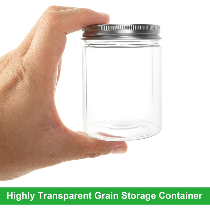 Набір із 20 пластикових контейнерів для зберігання з кришками, 250 мл, герметичні, без BPA. Прозорі, герметичні, круглі банки для зберігання з кришками для спецій, мюслі, солодощів, варення. Набір із 20 предметів - 250 мл