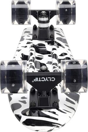 Скейтборд CLYCTIP, 22-дюймовий повноцінний міні-крейсерський скейтборд з різнокольоровими миготливими колесами та підшипниками ABEC-11 для дітей, хлопчиків, дівчаток, початківців, білий-BD