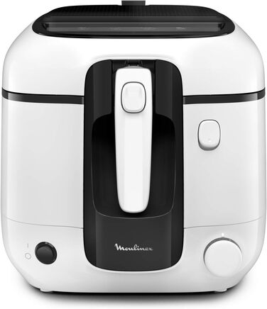 Фритюрниця Moulinex Super Uno, 2,2 л, ємність 1,5 кг, картопля фрі 1800 Вт, термостат регульований, автоматичне очищення, знімний контейнер з антипригарним покриттям, фільтр запаху, захист від бризок, білий AM312010 Ємність 2 л