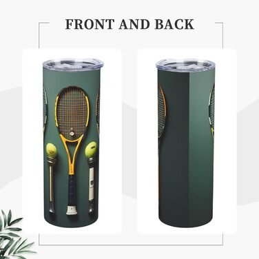 Кухоль з прямою трубочкою, 590 мл, з тенісними м&39ячами та ракетками, дорожній кухоль з принтом, підходить для кемпінгу, офісу та дому