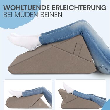 Багатофункціональна клиноподібна подушка ELONEO, подушка для спини, опора для колін, опора для ніг, підставка для ніг для дивана та софи, подушка для читання, розмір Ш55 x В56 x Д30,5 см, бежевий