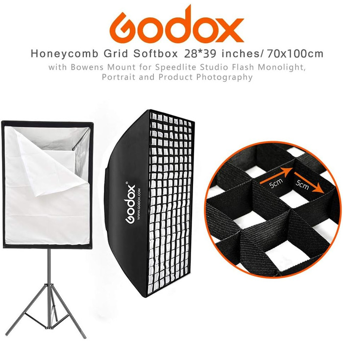 Прямокутний софтбокс Honeycomb Grid Softbox з Bowens для портретної студії Blitz Speedlite Softbox (SB-FW70X100), 70X100