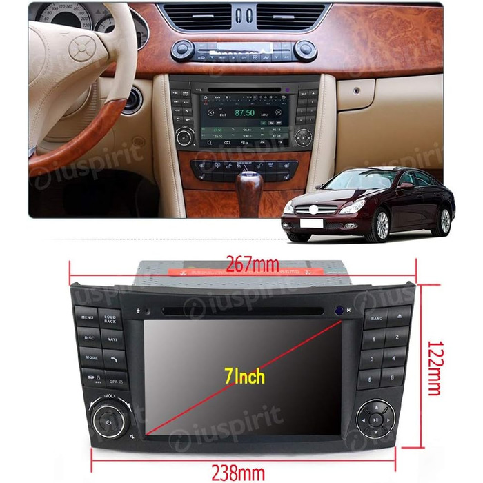 Автомагнітола 2 DIN Navi Mercedes E-Class W211 / Mercedes G-Class W463 / Mercedes CLK W209 / CLS Class W219 / E200 / E240 / E270 / E280 / E30 CARPLAY RDS, 11 GPS DVD USB SD WI-FI Bluetooth