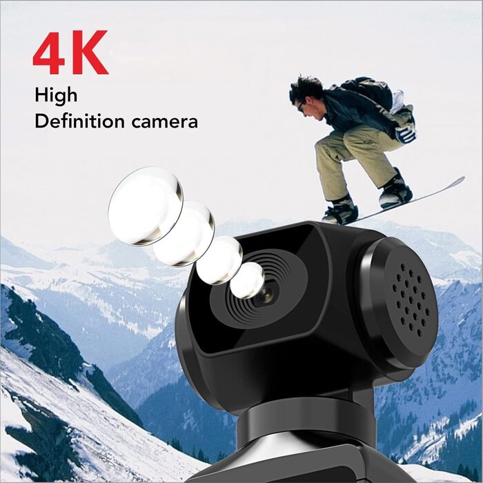 Кишенькова екшн-камера 4K, відеокамера Wi-Fi, екран 1,3 дюйма, фото 16 МП, поворот на 270, підтримка зовнішнього мікрофона, портативна камера для відеоблогів