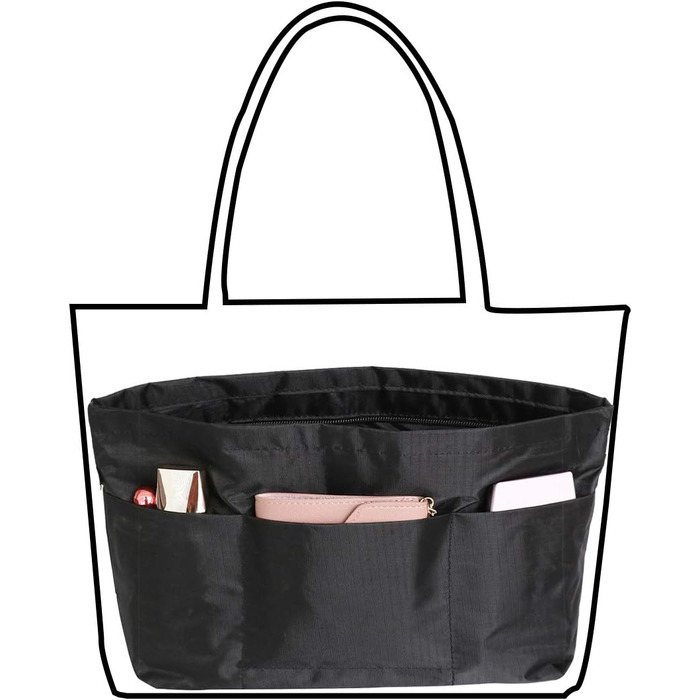 Завітайте до магазину BeringLoad MHPI Bag Сумка-сумка внутрішня, чорна, велика, з кишеньковим органайзером, акрил, чорна