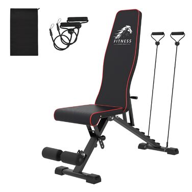 Регульована силова лава Dskeuzeew, багатофункціональна тренувальна лава, складна похила лава з 7-позиційним регулюванням спинки та стрічкою опору/4-позиційним регулюванням навантаження, 400 кг, оновлення лави