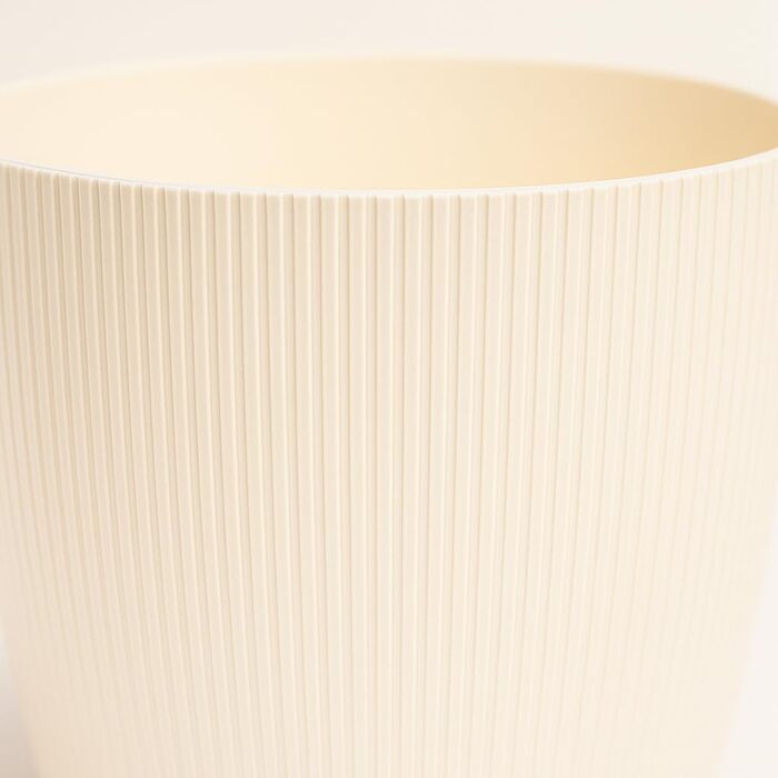 Прикраси для дому та саду, кашпо та квітковий горщик, набір з 3 шт. , виготовлені з пластику, без дренажних отворів, горщик у смугастий візерунок для кімнатних рослин (кремовий, 18 см) Ø 18 см (7,08 дюйма) Кремовий