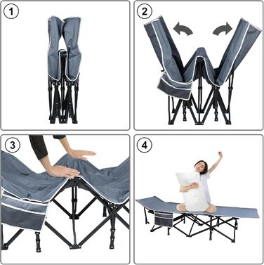 Розкладне похідне ліжко з сумкою для зберігання, транспортна сумка, до 250 кг, 190x62x38 см, кемпінговий шезлонг для дорослих, сад, кемпінг, подорожі, на природі, в приміщенні