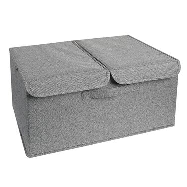 Органайзер для спідньої білизни та шкарпеток, складаний футляр для зберігання товстих шкарпеток та спідньої білизни з подвійною кришкою, роздільники для шкарпеток, бюстгальтерів, краваток, рушників, хакі (темно-сірий)