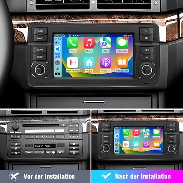 Автомагнітола для BMW E46 1999 2000 2001 2002 2003 2004, Android 12 2G32G радіо з GPS-навігацією CarPlay Android Auto Bluetooth WLAN USB керування на кермі, 7-дюймовий сенсорний екран