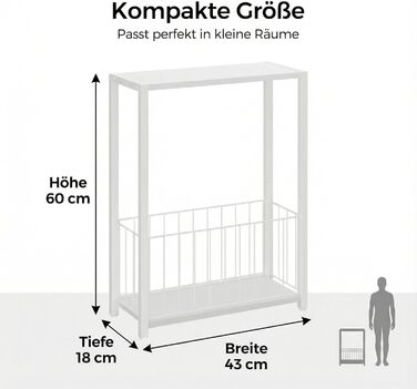 Вузькі приставні столики, столики для дивана з полицею для журналів, компактний дизайн для невеликих кімнат, вітальні, спальні або офісу, 18 x 43 x 60 см, білий