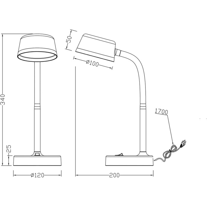 Настільна лампа Reality Lights Kiko R52501101, пластик білий, в т.ч. 4,5 Вт LED