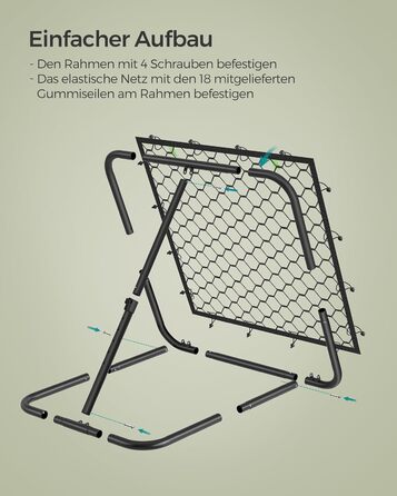 Футбольні ворота-відбивачі, портативні футбольні ворота для дітей, зі сталевою рамою, регульований кут, швидке складання, для саду, парку, пляжу, 84 x 84 см