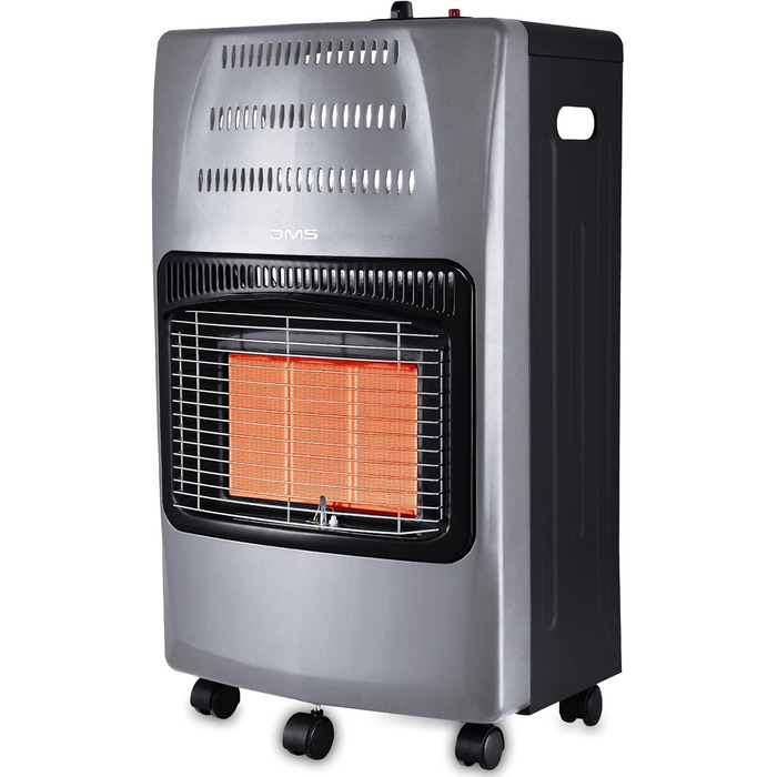 Газовий обігрівач DMS 4200 Вт, газовий обігрівач, інфрачервоний керамічний пальник з регулятором тиску газу, газовий шланговий обігрівач, інфрачервоний газовий балон з бутаном та пропаном до 15 кг [Клас енергоефективності A] (сірий) [Клас енергоефективнос