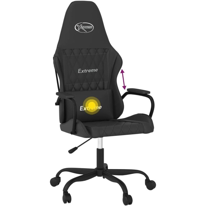 Ігрове крісло, крісло для геймерів, офісне крісло, масажне крісло, чорний, штучна шкіра