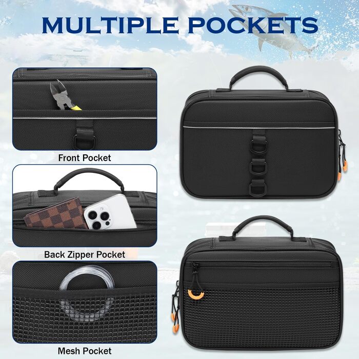 Маленька рибальська сумка з 4 одинарними та 2 подвійними кишенями для риболовних приманок, волосіні, гачків, грузила