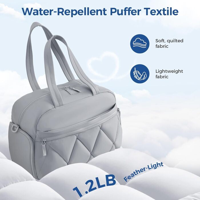 Жіноча дорожня сумка, легка спортивна сумка-пуховик з відділенням для взуття, сумка для вихідних, сумка для клініки, сумка для пологів, сумка для лікарні, дорожня сумка для авіаперельотів, фітнесу, сауни (сіра) Розмір сірий M 42*20*29