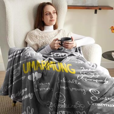 Подарунки для дівчини - Ковдра-обіймач 150 x 200 см Подарунки для жінок, сестри на Різдво, день народження, м&39які, портативні та можна прати в пральній машині, сірі 150 x 200 см