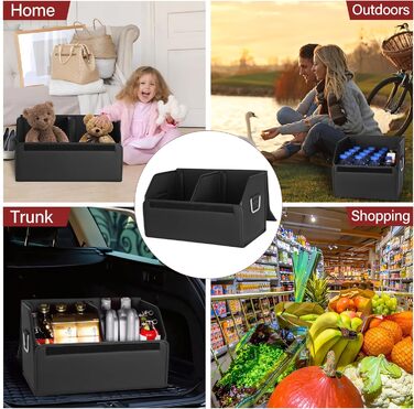 Органайзер для багажника JEYODA з алькантари, великої місткості, м'який органайзер для автомобіля та зберігання речей, складаний, з бортиком, для авто, позашляховика, джипа, седана, дому, кемпінгу (чорний, малий) Чорний, Малий