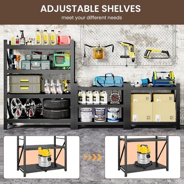 Міцний металевий стелаж, стелаж без болтів, стелаж для зберігання, стелаж для майстерні, стелаж для підвалу, стелаж для гаража, кухонний стелаж, окремостоячий стелаж, сталевий стелаж, 4 рівні, вантажопідйомність полиць 265 кг, регульовані полиці, 160x120x