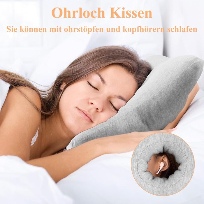 Подушка для пірсингу, прямокутна перфорована подушка, подушка з отвором для сережок, захист від запалення, тиску, ран, знеболення, подушка для сну для тих, хто спить на боці CNH