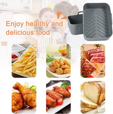 Аерофритюрниця BYKITCHEN 2PCS із силіконовою формою для ніндзя, аксесуари для AF400EU, багаторазова фритюрниця Силіконова каструля для Ninja Foodi/Innsky та інші двозонні фритюрниці
