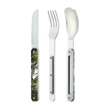 Набір фіксованих столових приборів 12H34 Jungle з виделкою, ножем та ложкою - Столові прибори з нержавіючої сталі - Магнітні столові прибори на винос - Дорожні столові прибори Компактні, міцні та елегантні