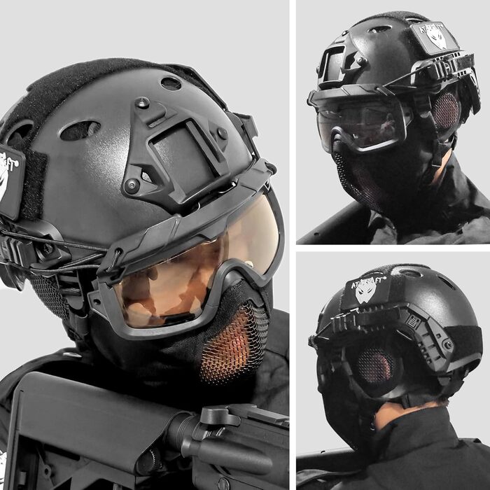 Армійський шолом у стилі SWAT Combat PJ Fast для CQB, страйкболу, пейнтболу, стрільби чорного кольору