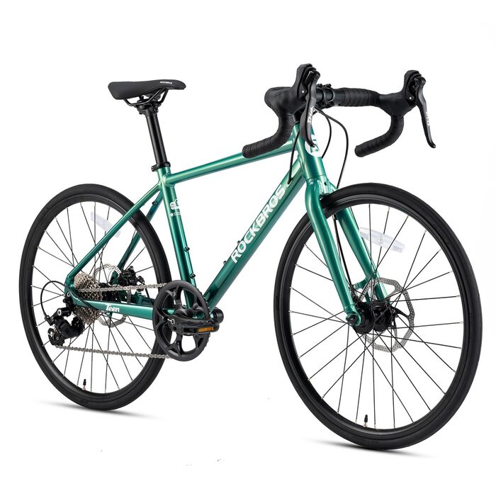Шосейний велосипед ROCKBROS для підлітків, 22 дюйми, алюмінієвий, дитячий, SENSAH PHI 10-швидкісна система перемикання передач, механічні дискові гальма, легка рама з внутрішнім прокладанням тросів, ергономічний для велосипедистів зростом 140-155 см, бірю