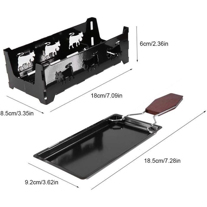 Портативний раклетт, набір грильєрів для сиру з антипригарним покриттям, духова шафа Tealight Raclette Rotaster з дерев'яною ручкою Інструмент для домашнього кухонного гриля