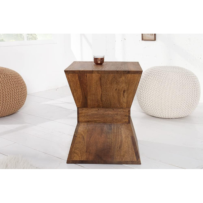 Журнальний столик Invicta INTERIOR Design Pyramid, 45 см, табурет з масиву дерева, оздоблення під камінь шишам, дерев&39яний табурет, дерев&39яний стіл