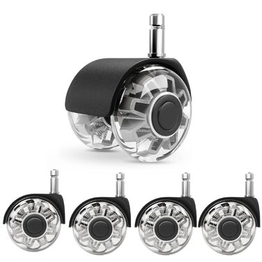 Коліщатка для офісних стільців (1000 кг) - 122 мм, плавно котячі та тихі ролики для твердої підлоги, стілець для ігрових стільців, підходить для будь-якої підлоги, без подряпин (комплект з 5 шт.) сірого кольору 11 мм