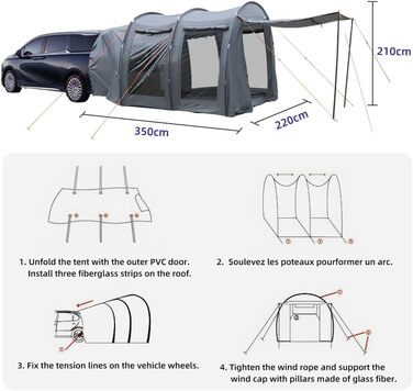 Необхідний аксесуар для пікніків - Автотент Heckzelt Водонепроникний, підходить для всіх моделей авто UA238