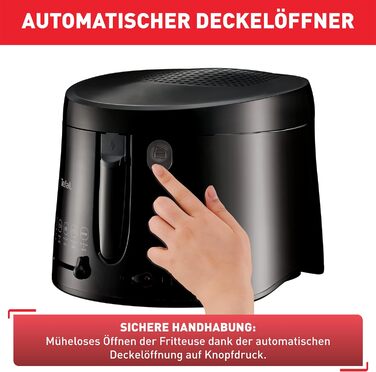 Фритюрниця Tefal FF1078 Maxi Fry Технологія Cool Wall вантажопідйомність до 1,2 кг складна ручка компактні розміри регульований термостат від 150C до 190C Чорний